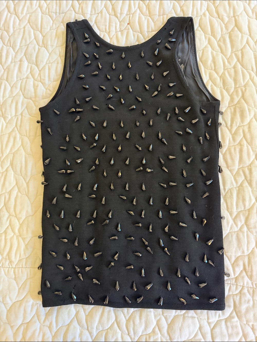 Andrea Jovine Black Beaded Sleeveless Tank Top